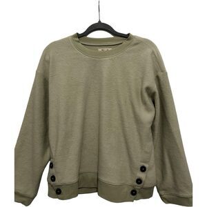 NWT Madewell Faded Seagrass Resourced Brushed Side Button Sweatshirt Size S/M